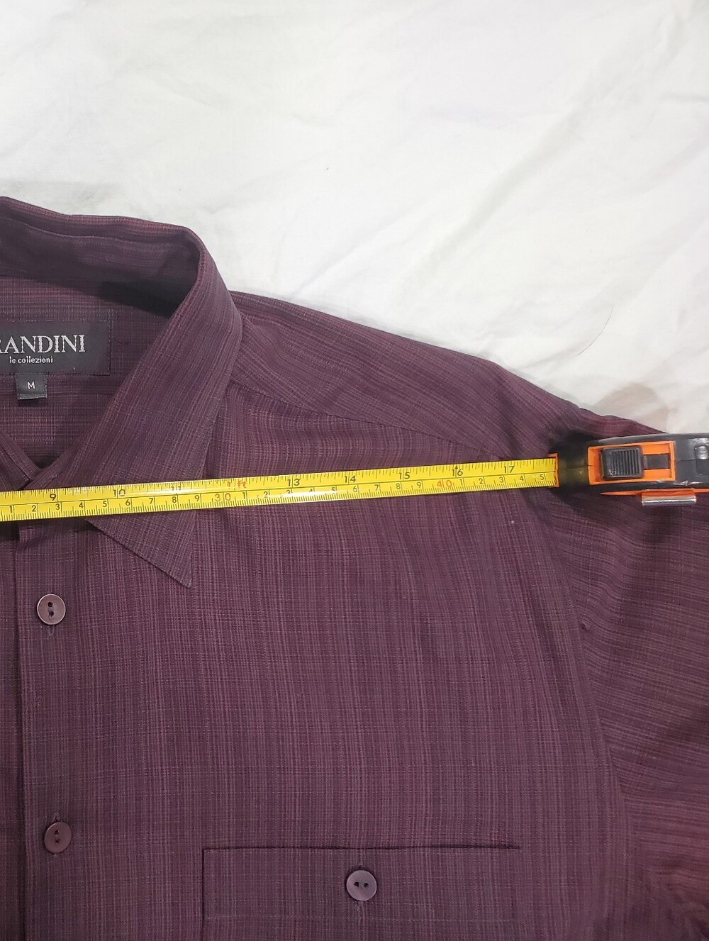 Brandini Le Collezioni Burgundy Striped Dress Shirt Men's Medium Long Sleeve - Picture 7 of 8